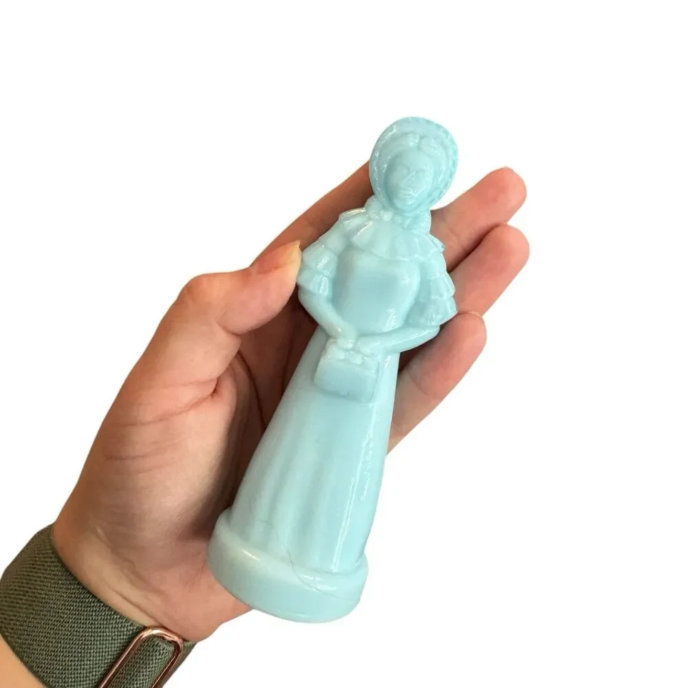 Vintage Degenhart Art Glass Priscilla Doll Light Blue Marked‎ D